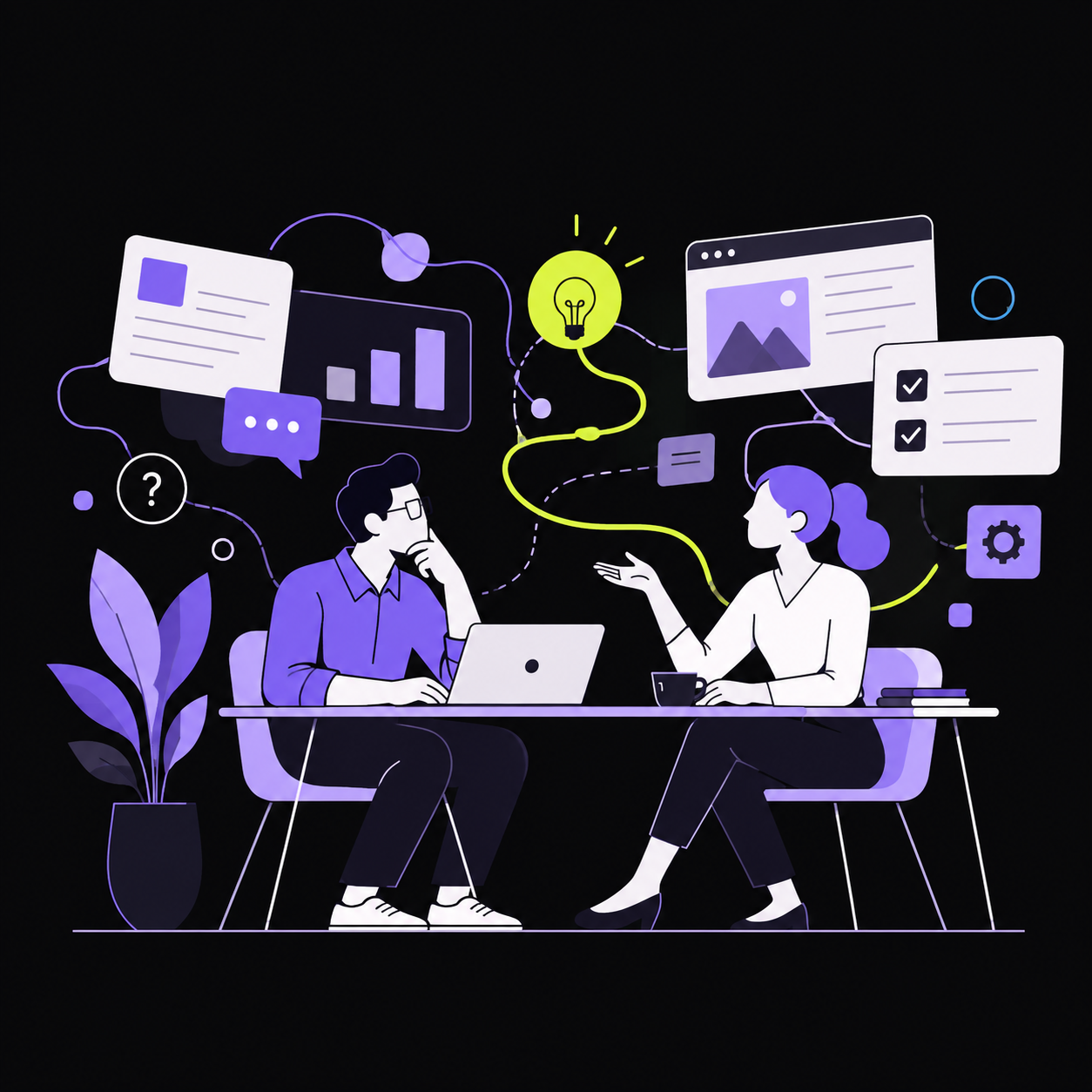 An adviser and business owner exploring technology ideas together.